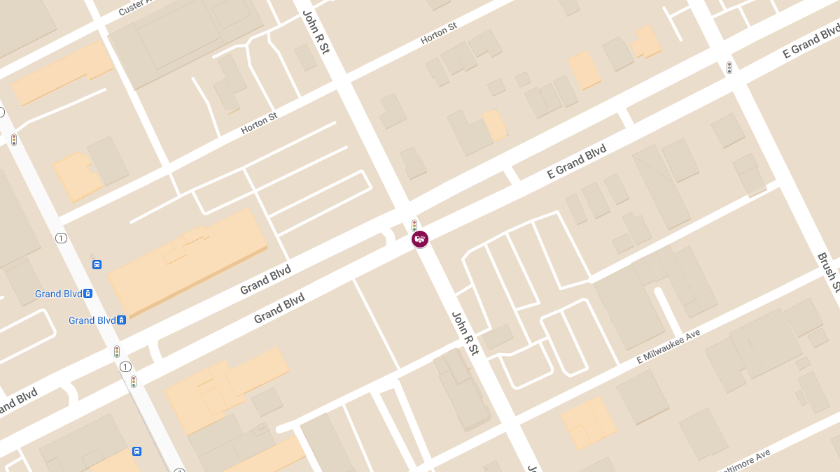 Injury Collision Reported at John R St & E Grand Blvd in Highland Park