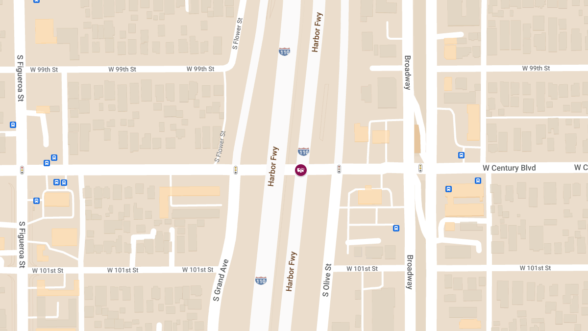 Injury Collision Reported on I-110 S at W Century Blvd