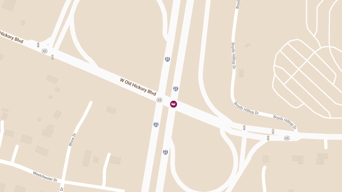 Injury Collision at Old Hickory Blvd W & I-65 S Entrance Ramp
