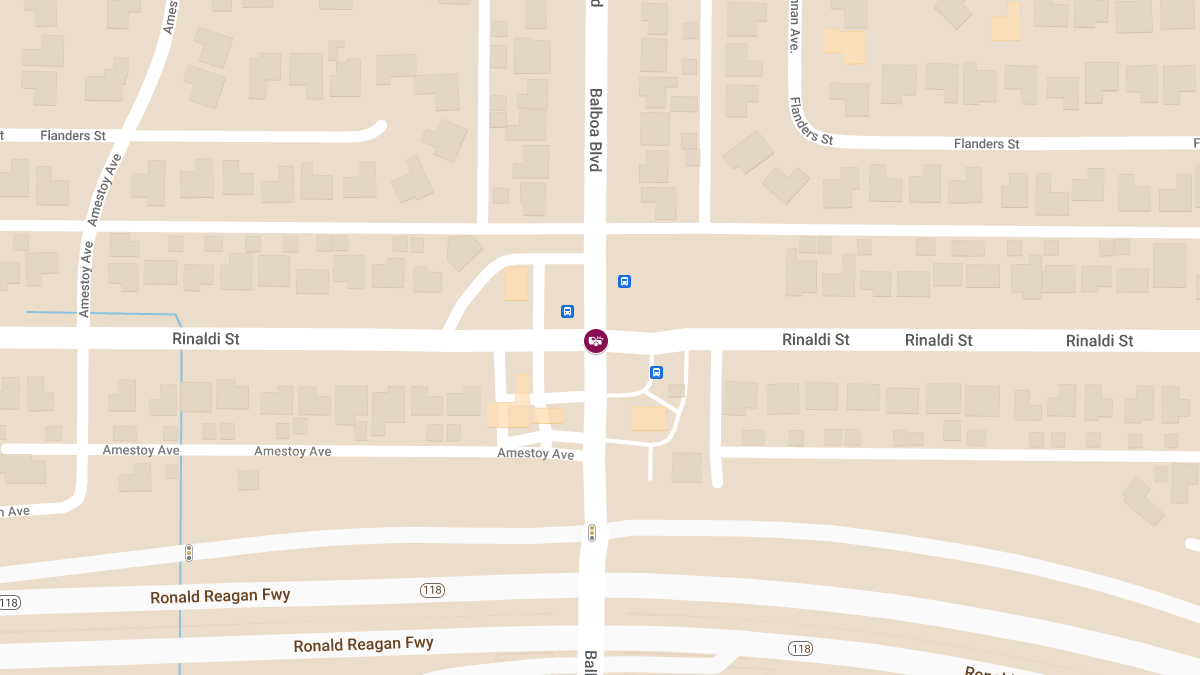 Injury Collision at Rinaldi St & Balboa Blvd