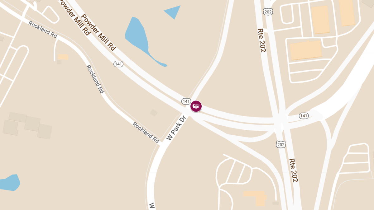 Injury Collision at Rte 141 Spur & West Park Dr Blocks Rte 202 Ramps
