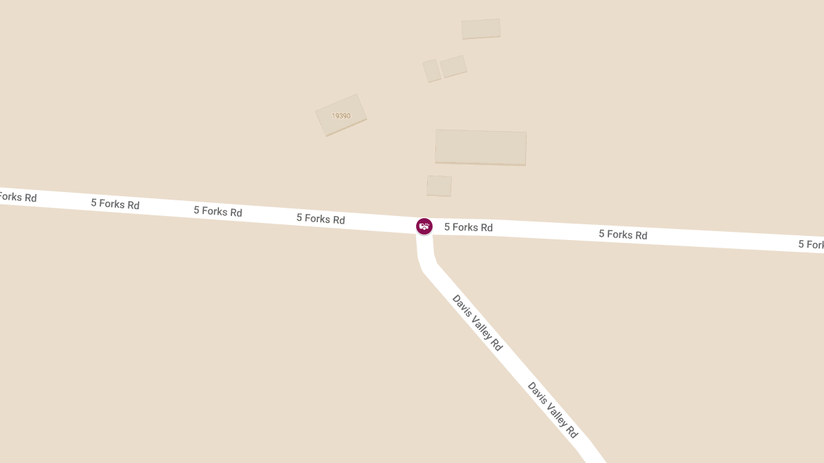 Injury Collision on Five Forks Rd at Davis Valley Rd