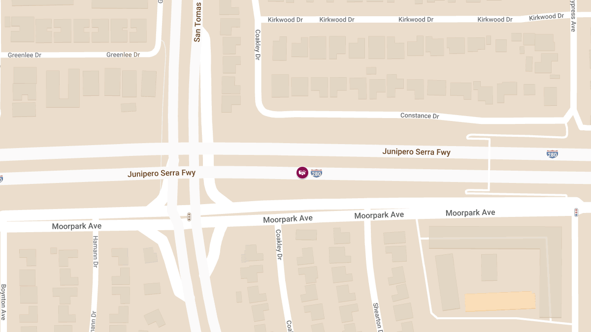 Injury Collision on I-280 Northbound near San Tomas Expy