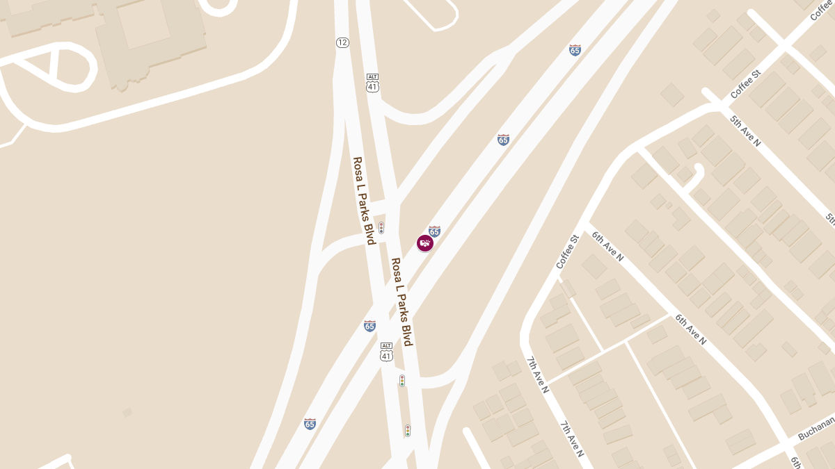 Injury Collision on I-65 South at Exit 85 Near Rosa L. Parks Blvd