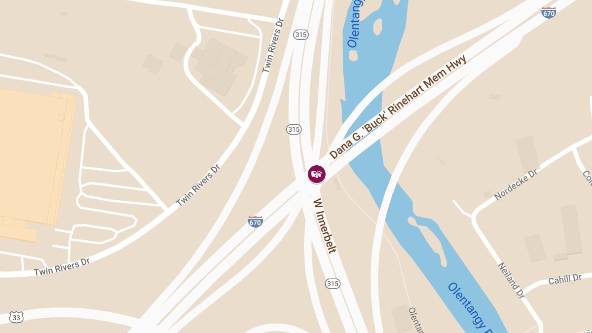 Injury Collision on I-670 W at OH-315 N in Arena District