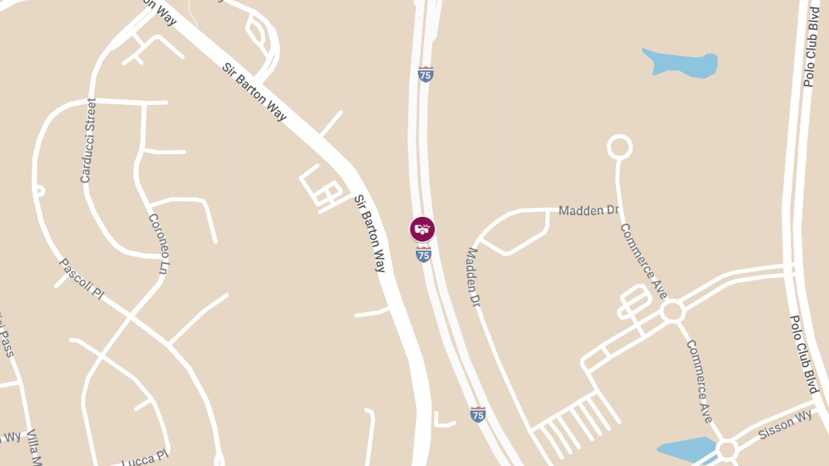 Injury Collision on I-75S Near Exit 108 Reduces Traffic to One Lane