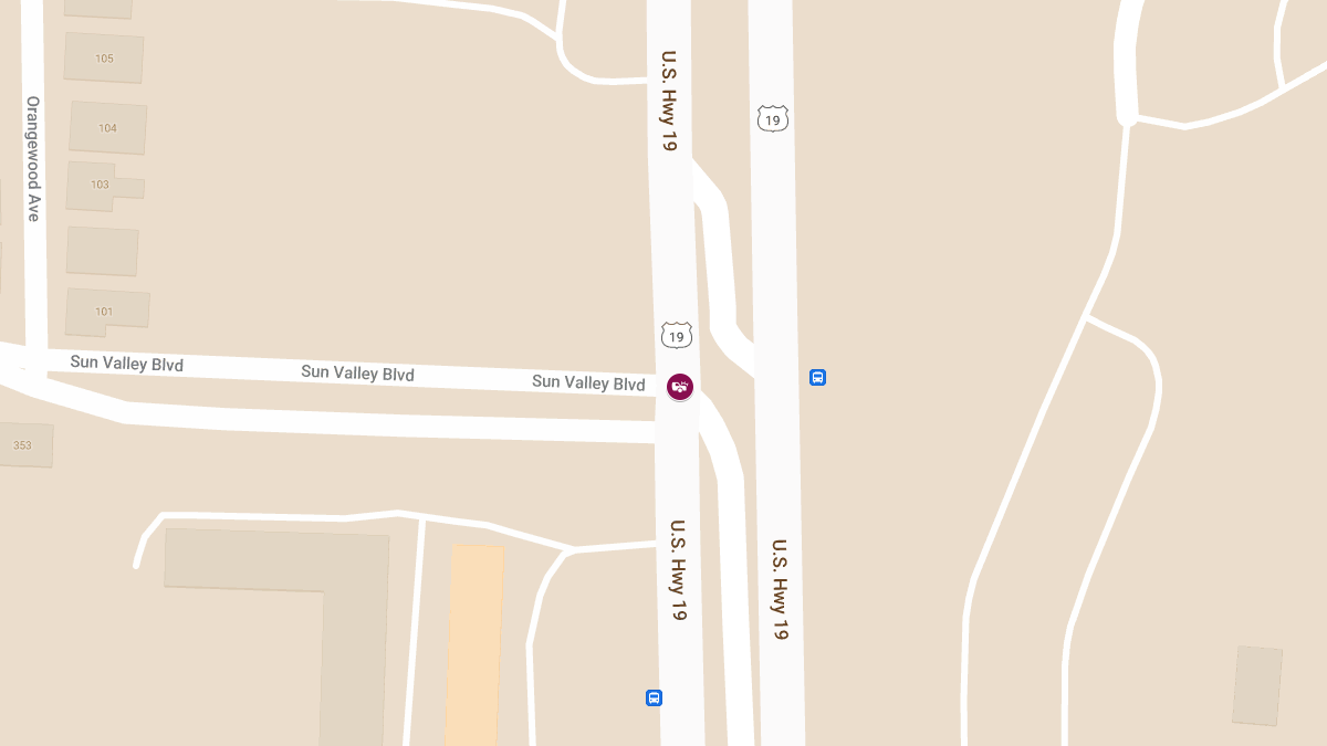 Injury Collision on US Hwy 19 N at Sun Valley Blvd, Trauma Alert Declared