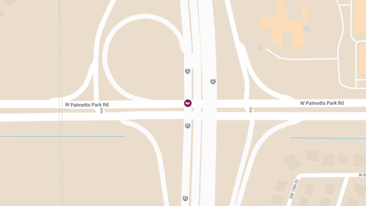 Injury Crash Blocks I-95 NB Express Lanes at Palmetto Park Rd Overpass