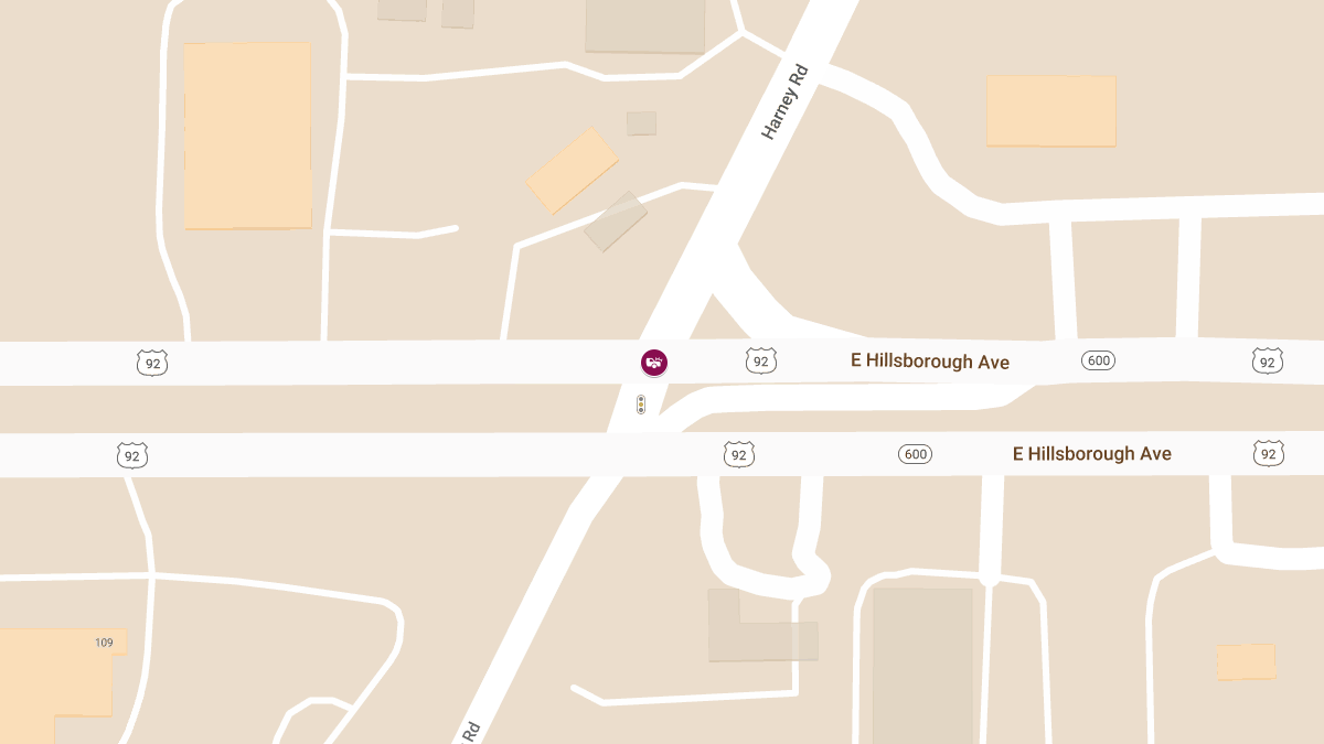 Injury Crash Causes Roadblock on E Hillsborough Ave at Harney Rd