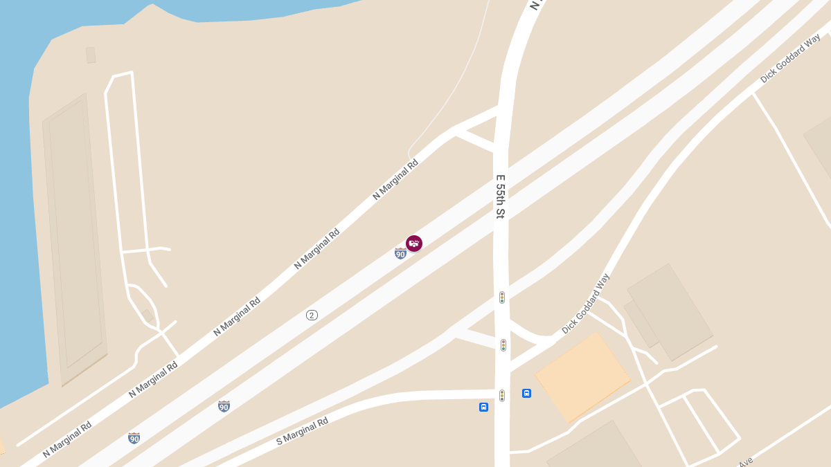 Injury Crash Involving Snow Plow on I-90E Near E 55th St