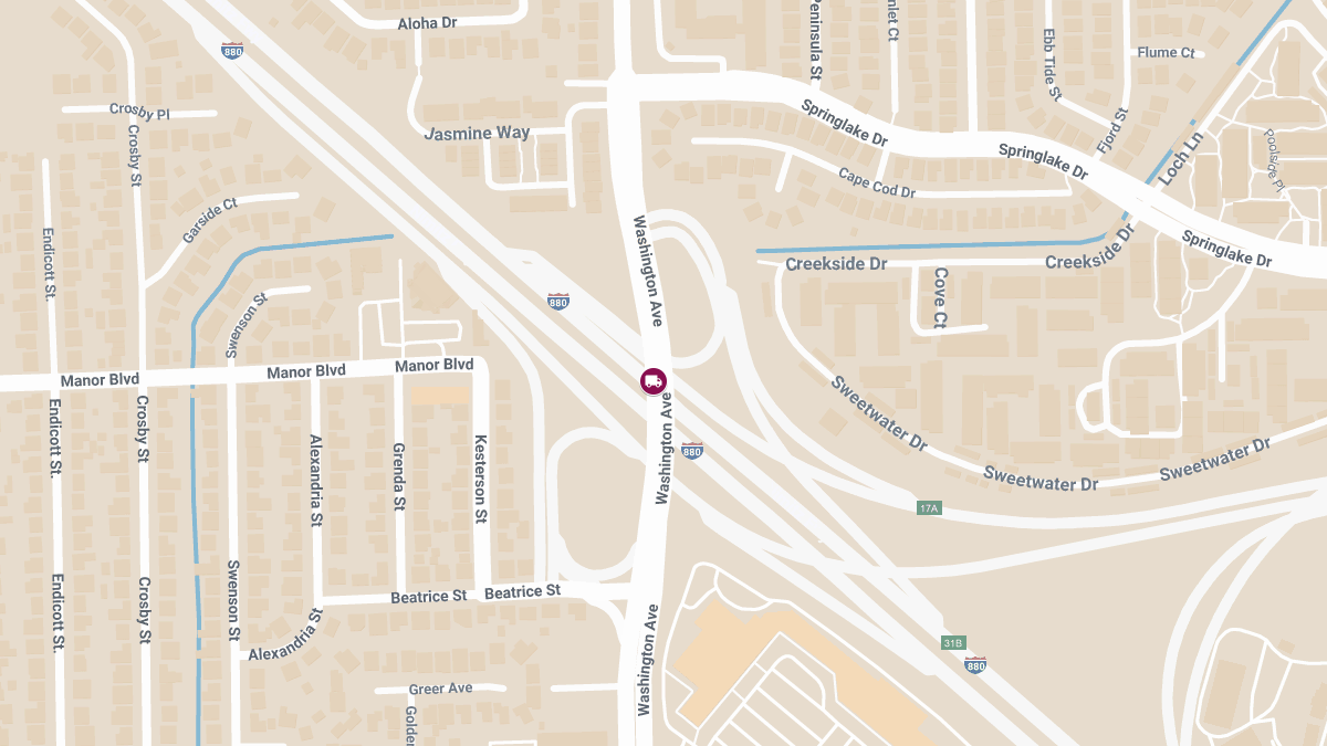 Injury Crash Involving Tesla and Semi-Truck on I-880 at Washington Ave On-Ramp