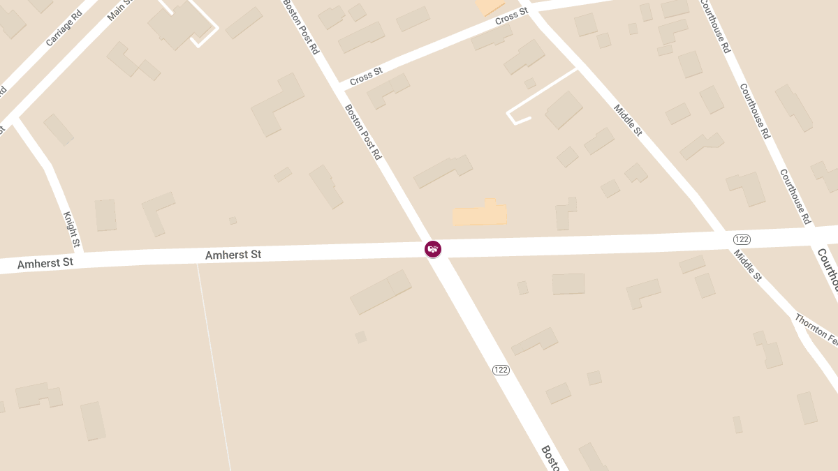 Injury Crash Involving Two Vehicles Reported on Amherst St at Boston Post Rd