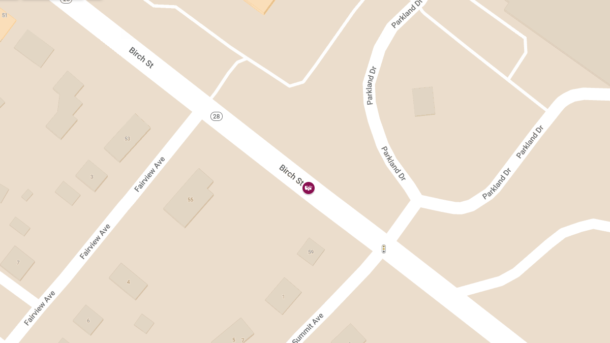 Injury Crash Reported at Birch St Near Parkland Entrance
