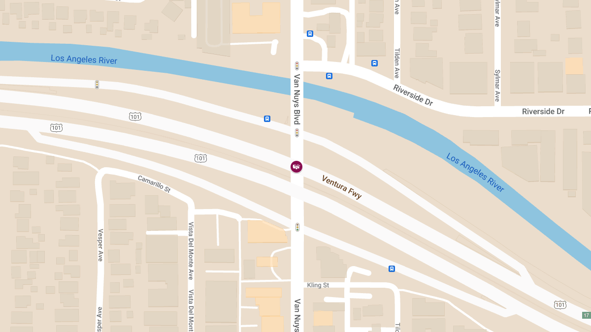 Injury Crash Reported at Van Nuys Blvd & US-101 N