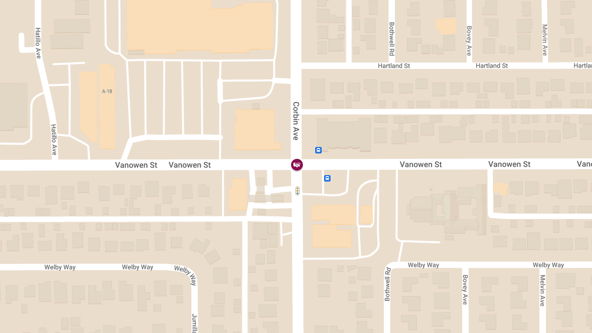 Injury Crash Reported at Vanowen St & Corbin Ave