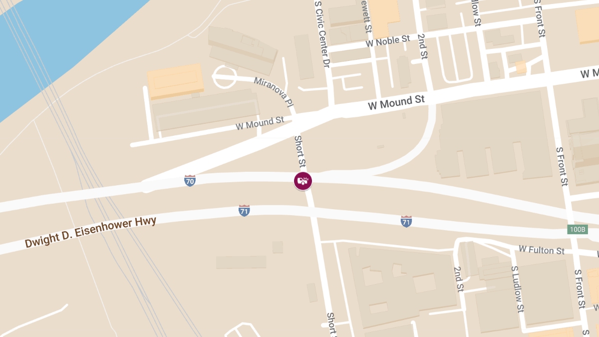Injury Crash Reported on I-70 W at Short St in Brewery District