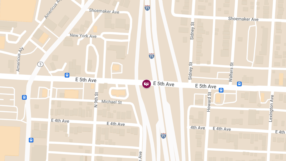 Injury Crash Reported on I-71 S at E 5th Ave