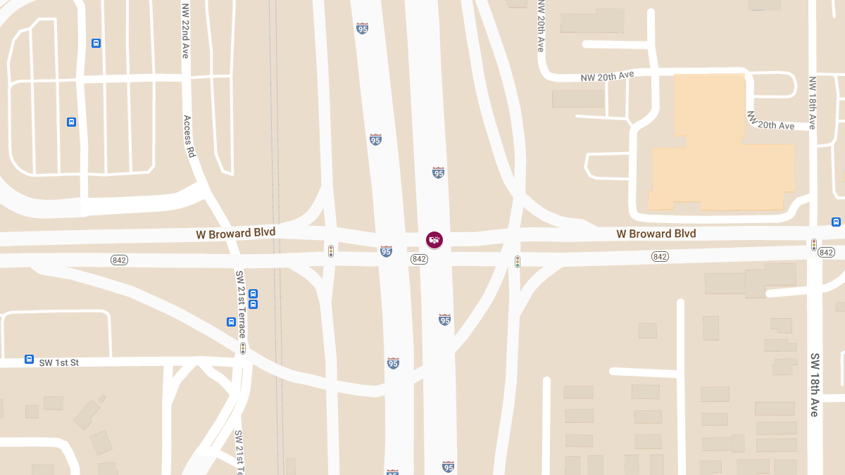 Injury Crash Reported on I-95 NB Ramp to Broward Blvd