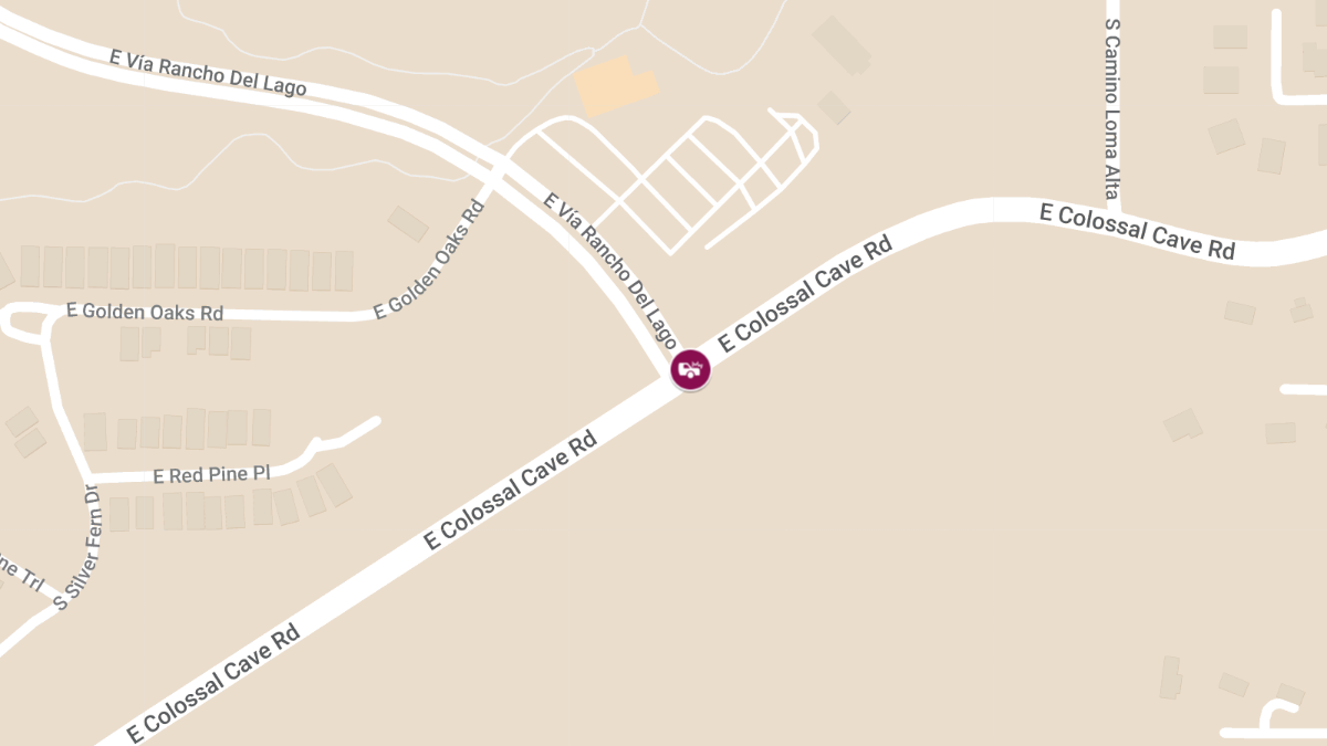 Injury Crash at Colossal Cave Rd & Via Rancho Del Lago