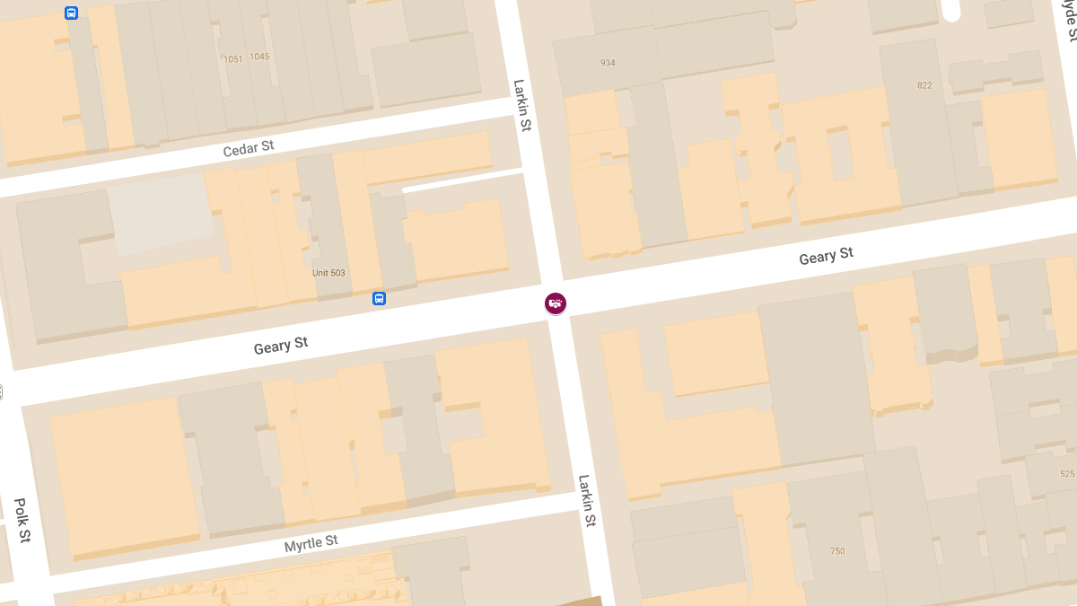 Injury Crash at Geary St & Larkin St
