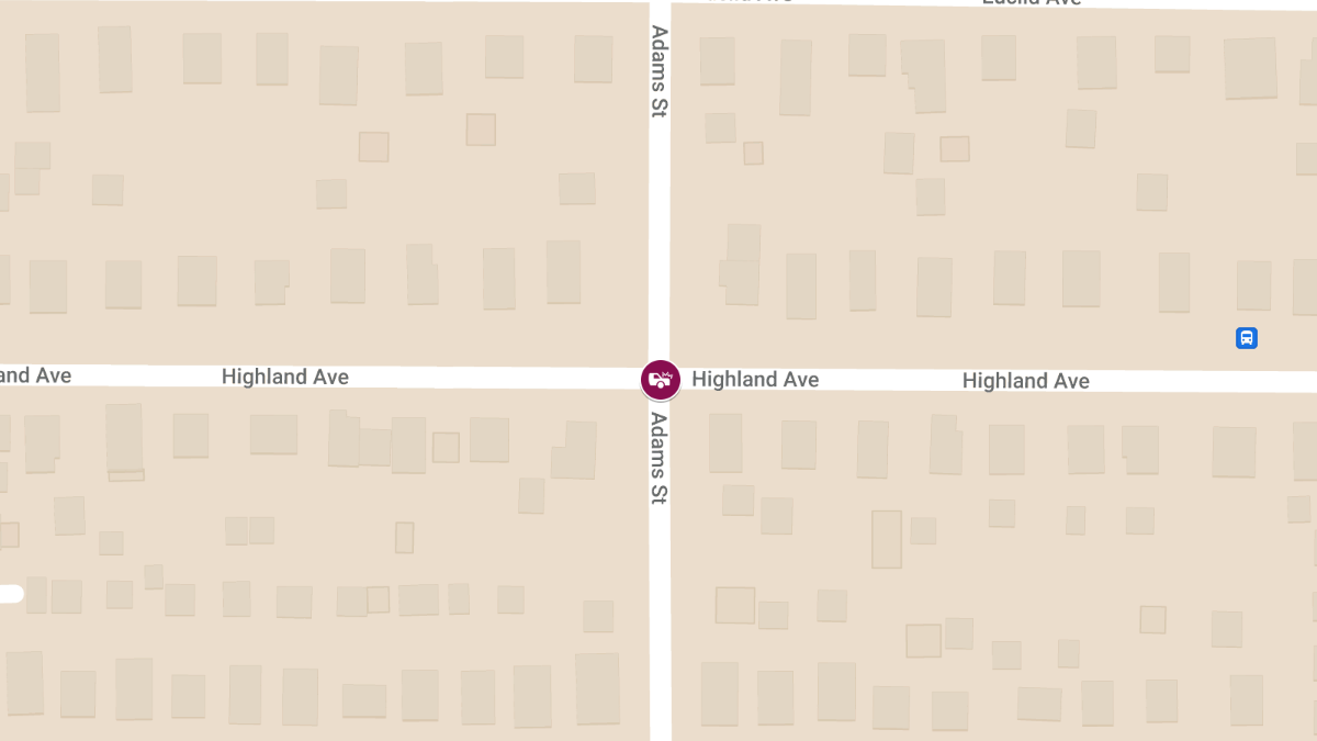 Injury Crash at Highland Ave & Adams St