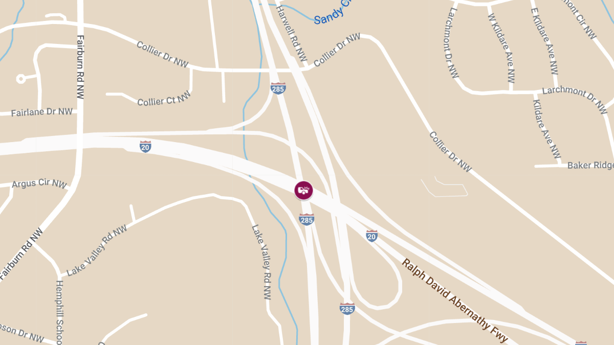 Injury Crash at I-20 East & I-285 South