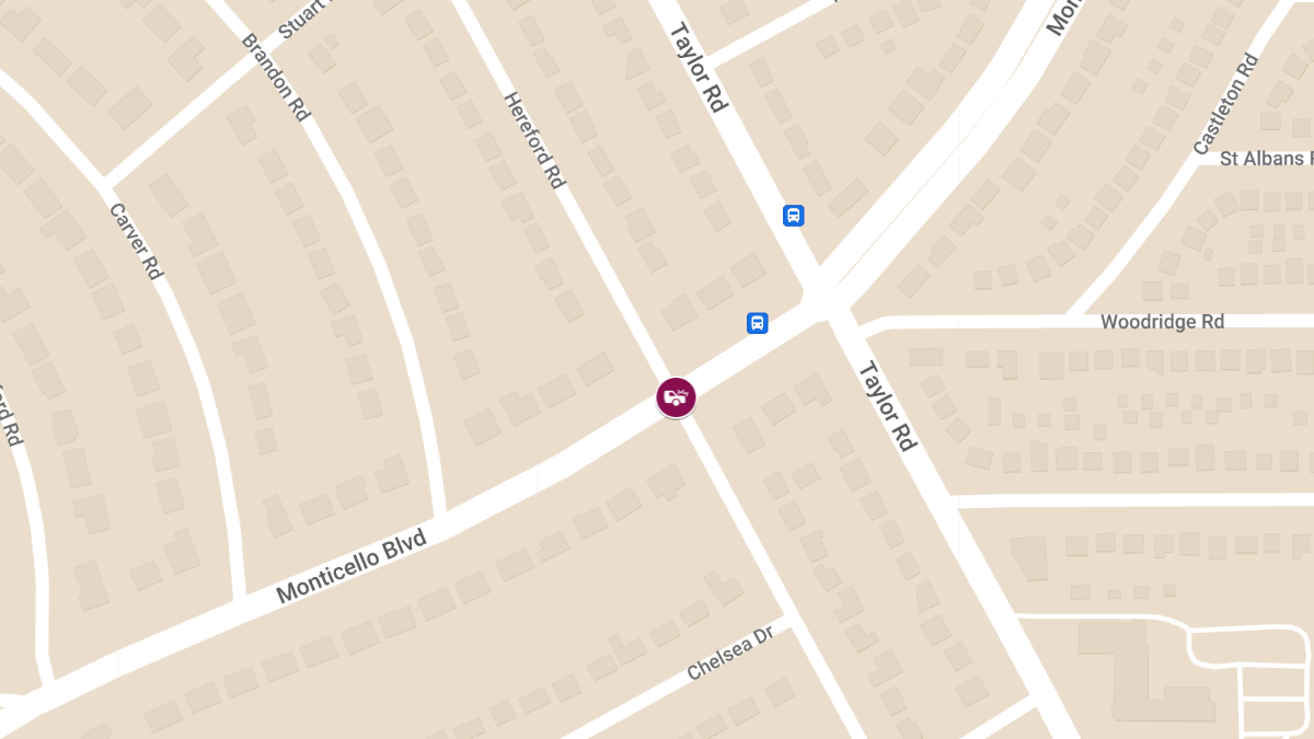Injury Crash at Monticello Blvd & Hereford Rd