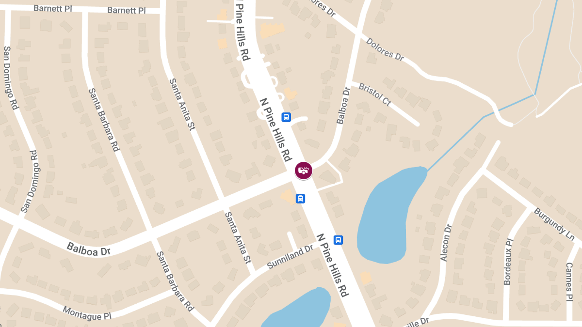 Injury Crash at N Pine Hills Rd & Balboa Dr