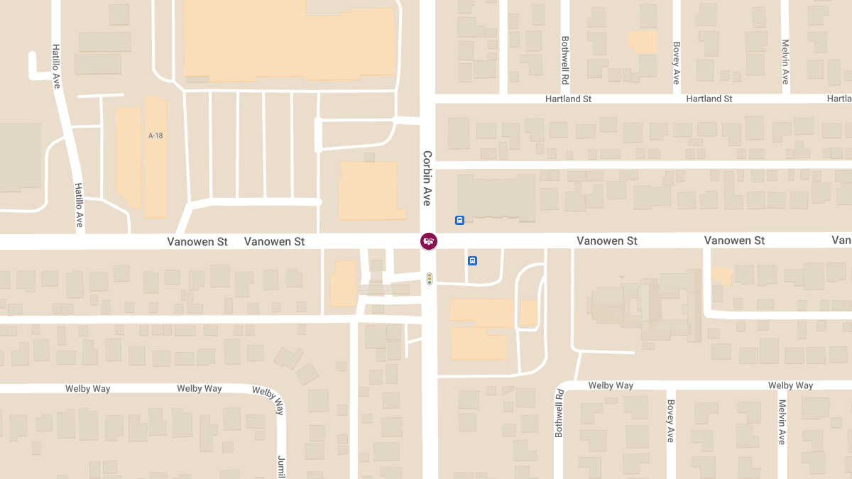 Injury Crash at Vanowen St & Corbin Ave