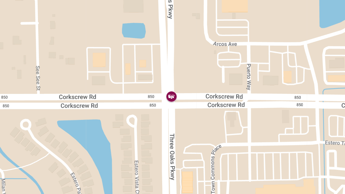 Injury Crash on Corkscrew Rd at Three Oaks Pkwy
