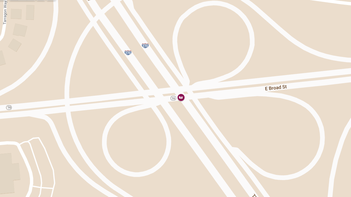 Injury Crash on I-270 N Ramp to E Broad St