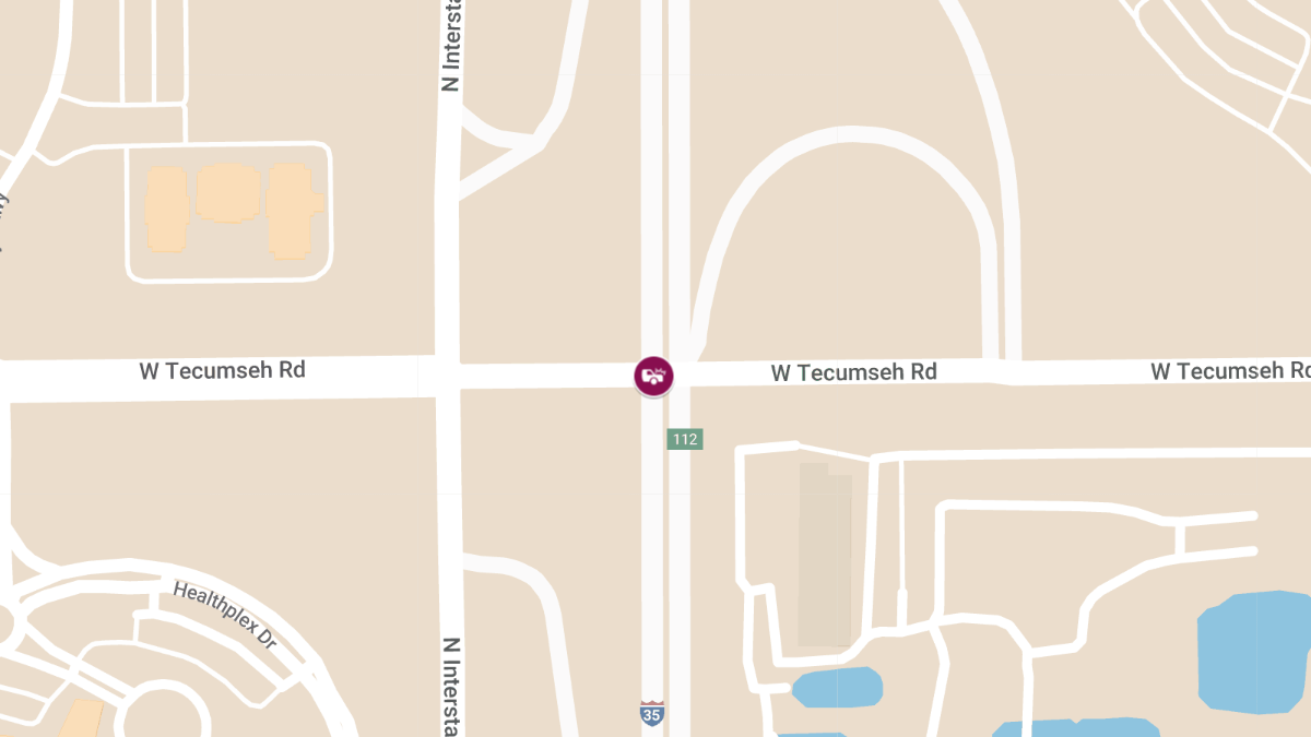 Injury Crash on I-35 SB at Tecumseh Rd Exit 112