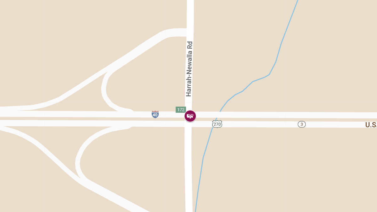 Injury Crash on I-40 EB at Harrah Newalla Rd Exit 172