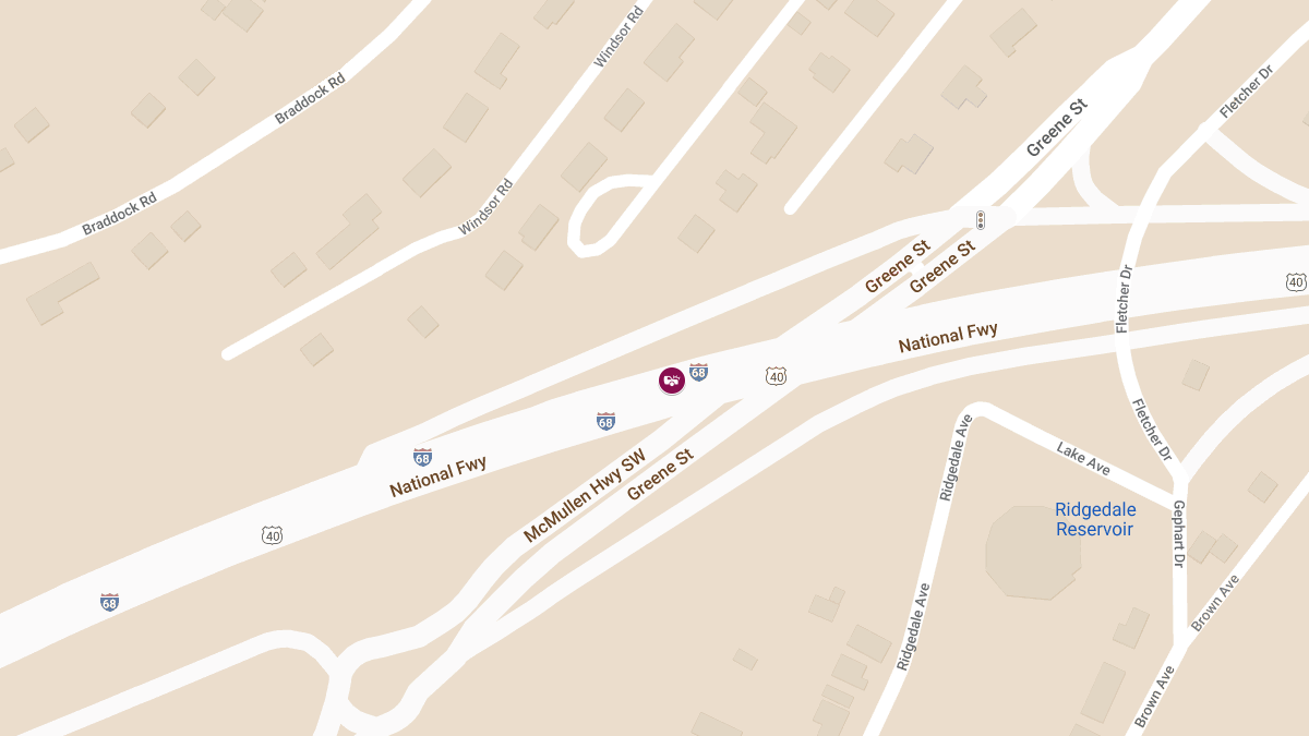 Injury Crash on I-68 EB Near Mile Marker 28