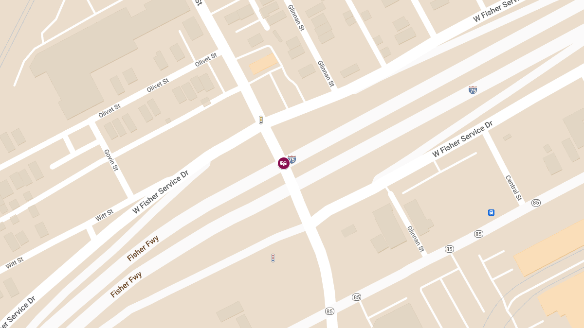 Injury Crash on I-75 N at Springwells St