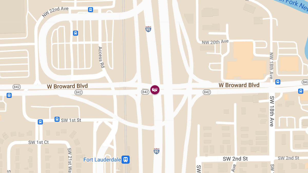 Injury Crash on I-95 NB at Broward Blvd 