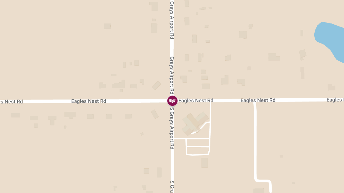 Injury Crash with Roadblock at Eagles Nest Rd and Grays Airport Rd