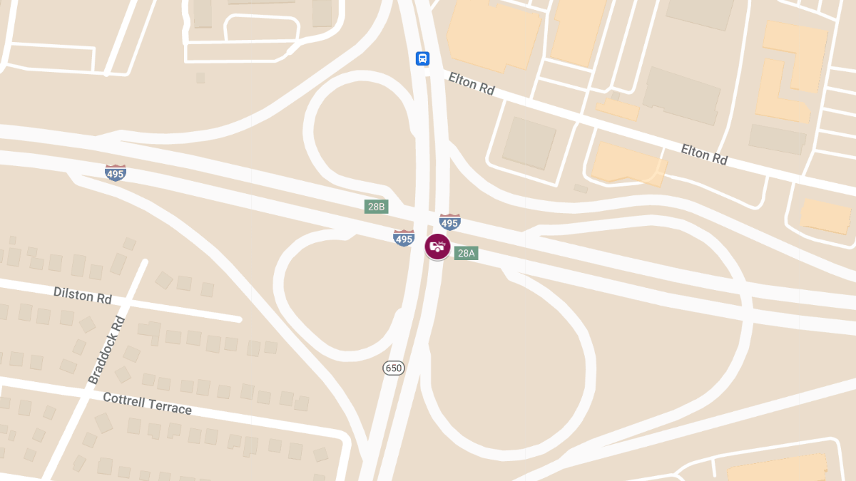 Injury Reported in Multi-Vehicle Crash on I-495 EB Near MD-650