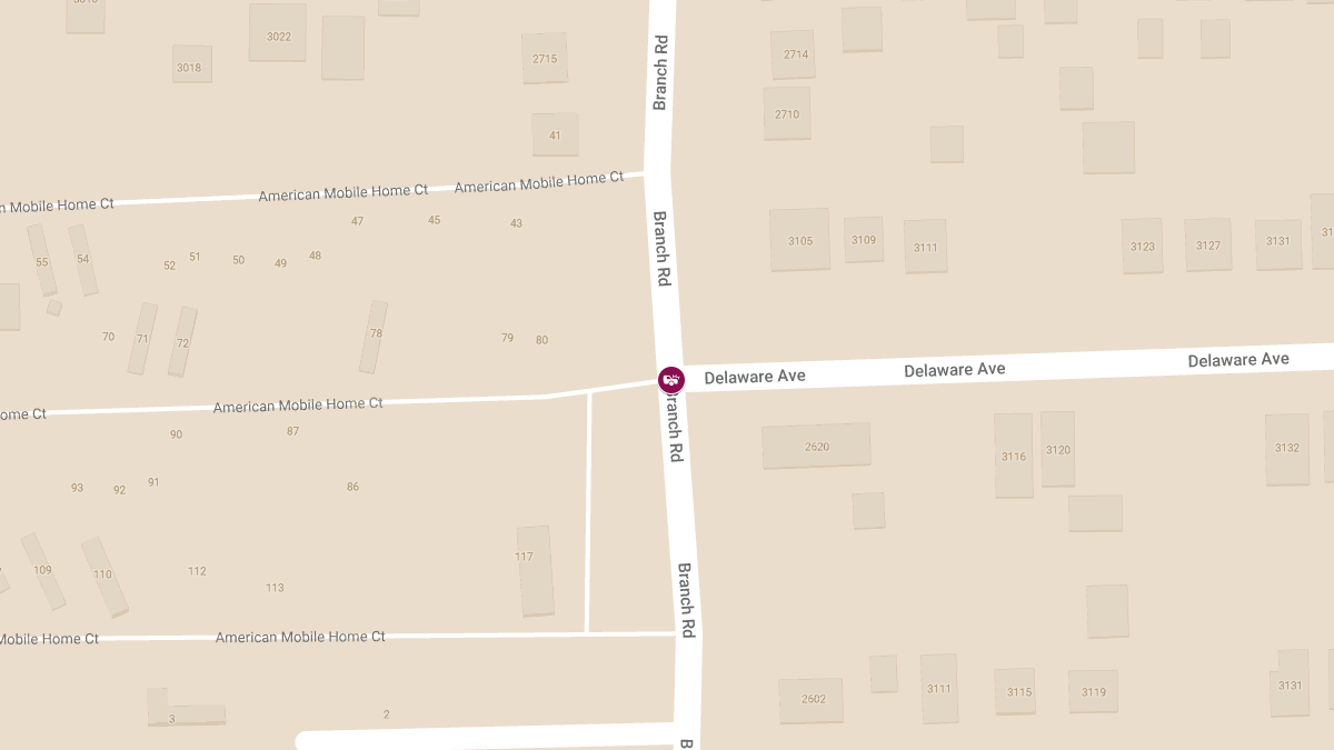 Injury Vehicle Accident Reported at Branch Rd & Delaware Ave