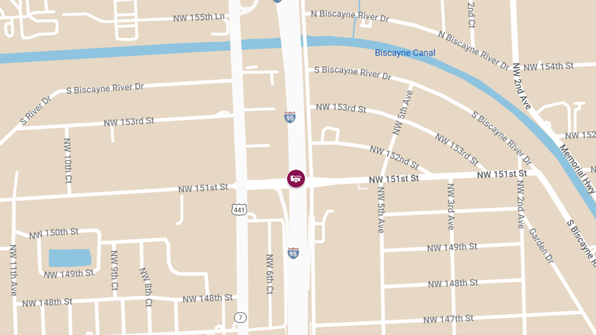 Major Crash with Injuries on I-95 SB at SW 151st St Blocks Three Lanes