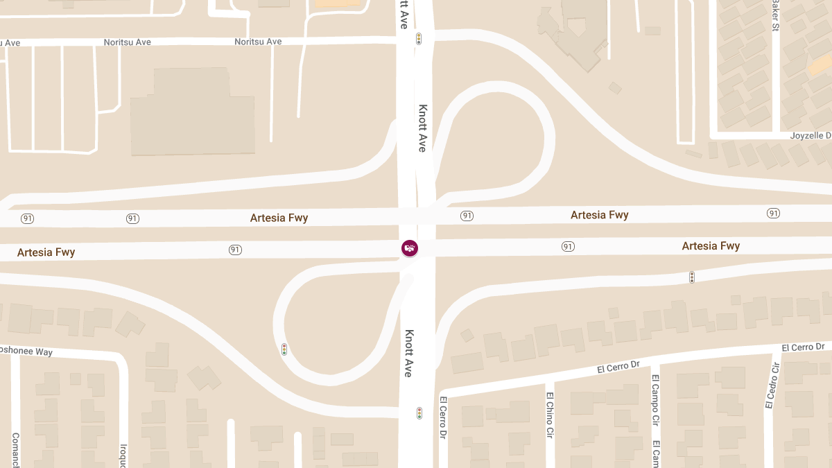 Major Injuries in Two-Vehicle Accident on State Route 91 at Knott Ave