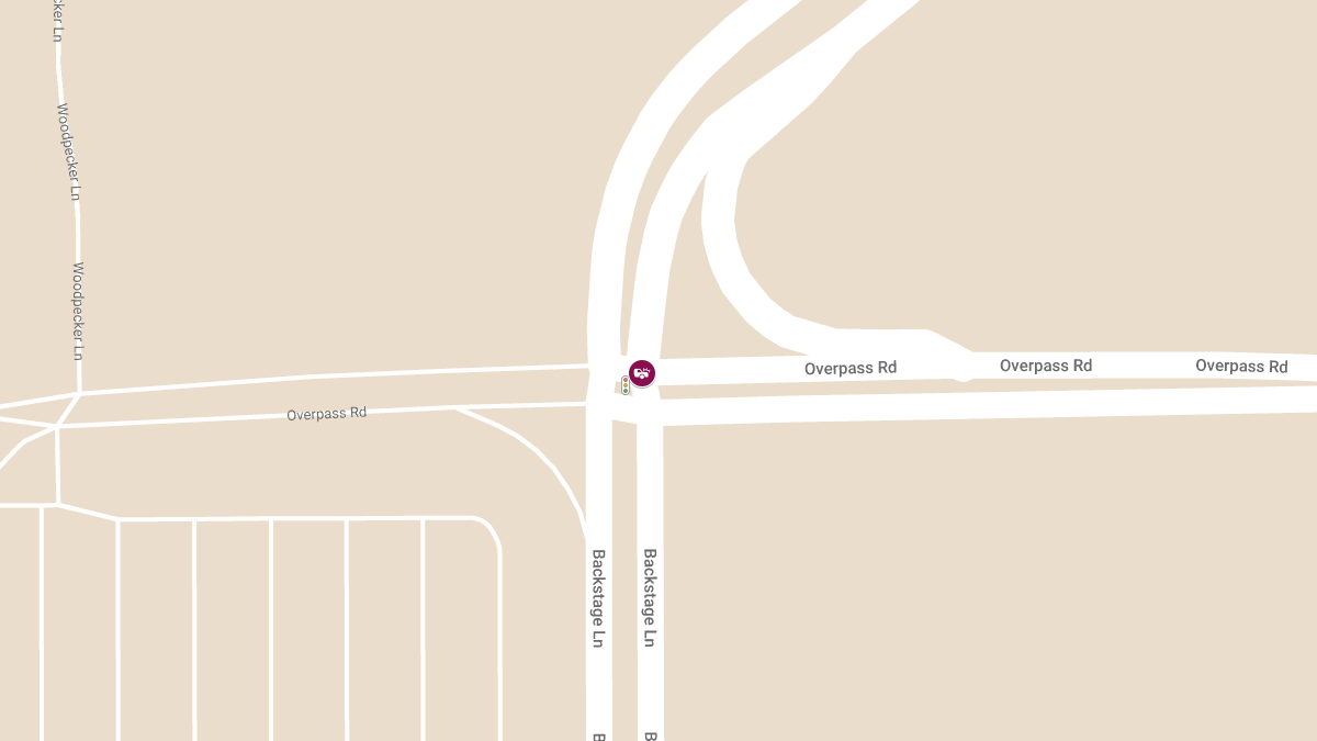 Motor Vehicle Crash with Injuries and Roadblock at Overpass Rd & Backstage Ln