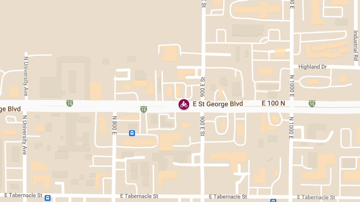 Motorcycle Crash with Injuries at 900 East St George Blvd