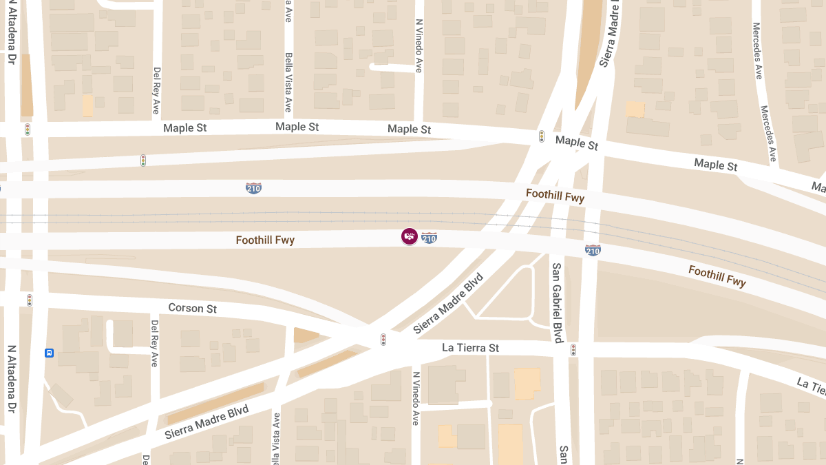 One Injured in 3-Vehicle Crash on I-210 near N San Gabriel Blvd