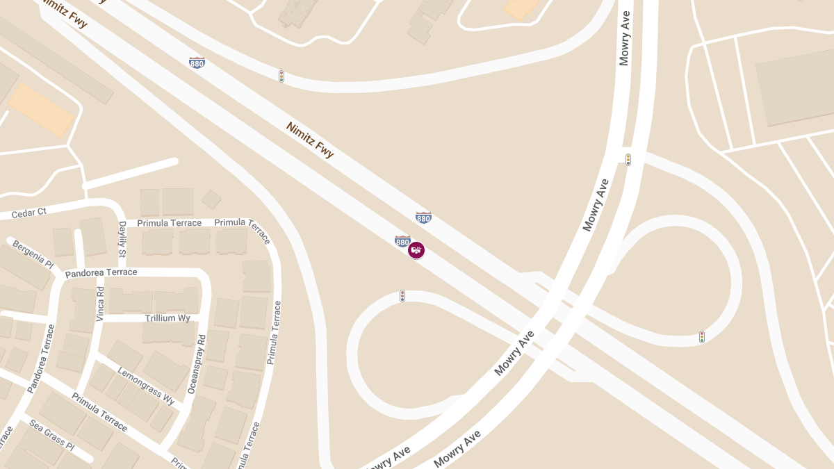 One Injured in Car Accident on I-880 Near Mowry Ave