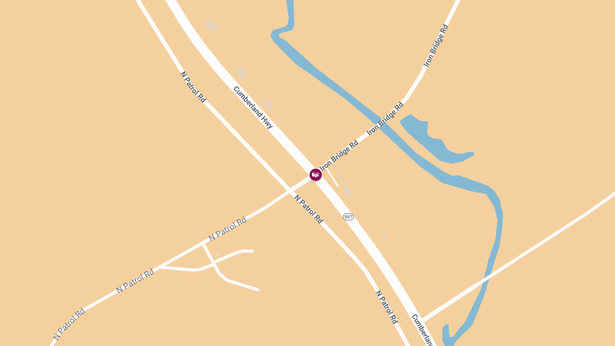 One Injured in Crash at Iron Bridge Rd & Cumberland Hwy