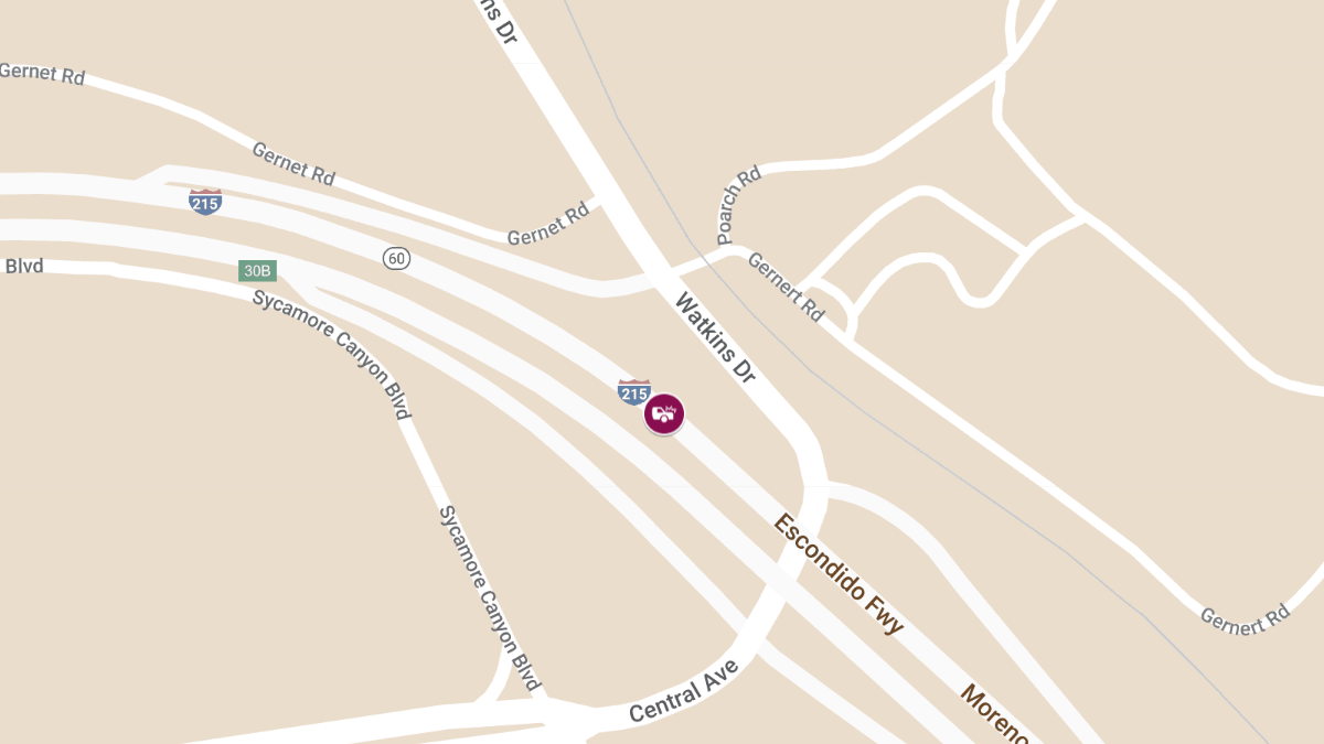One Injured in Crash on 215 Freeway Near Central Ave