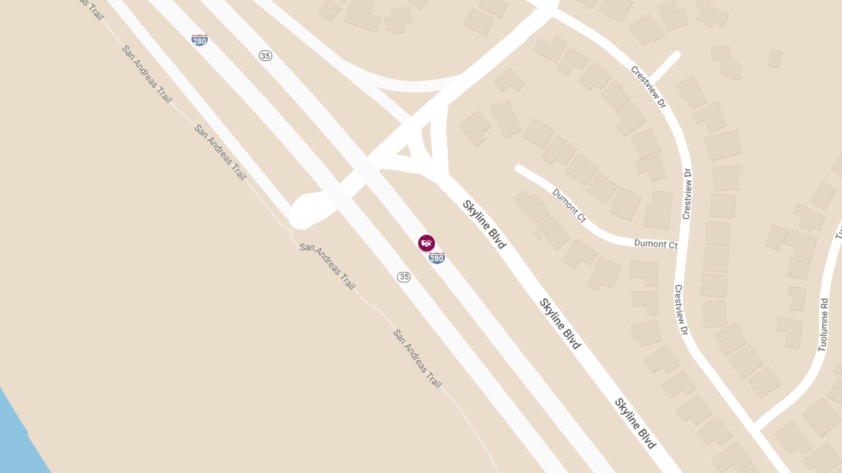 One Injured in Two-Car Collision on I-280 Near Larkspur Dr