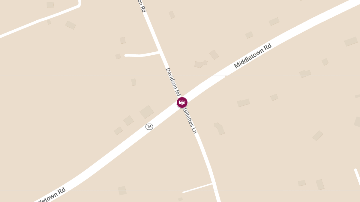 One Injured in Two-Car Crash on Middletown Rd at Davidson Rd