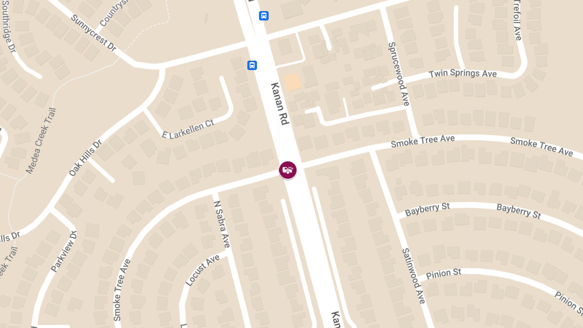 One Injured in Two-Vehicle Crash at Kanan Rd & Smoke Tree Ave